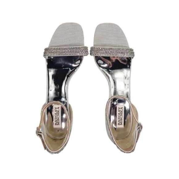 Badgley Mischka Shoes Womens 10 Pump Heels Formal Evening Ankle Strap Rhinestone - Picture 4 of 15
